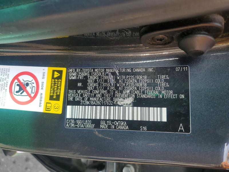 Aukcja sprzedaży 2011 Lexus Rx, vin: 2T2BK1BA2BC117632, numer aukcji: 62061066