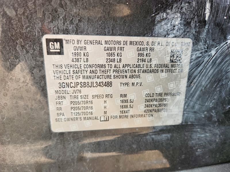 Продаж на аукціоні авто 2018 Chevrolet Trax, vin: 3GNCJPSB8JL343488, номер лоту: 60658256
