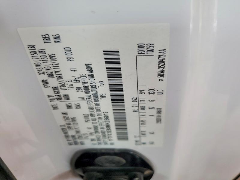 62572216 :رقم المزاد ، 1FTFX1E88MKE66019 vin ، 2021 Ford F150 مزاد بيع