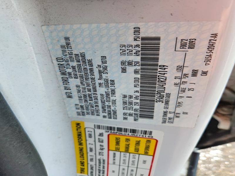 Продажа на аукционе авто 2018 Ford Fusion, vin: 3FA6P0LU4JR274149, номер лота: 61611566
