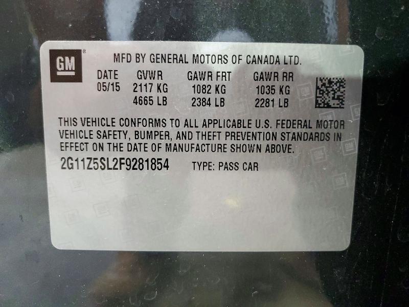 2015 Chevrolet Impala მანქანა იყიდება აუქციონზე, vin: 2G11Z5SL2F9281854, აუქციონის ნომერი: 62278116