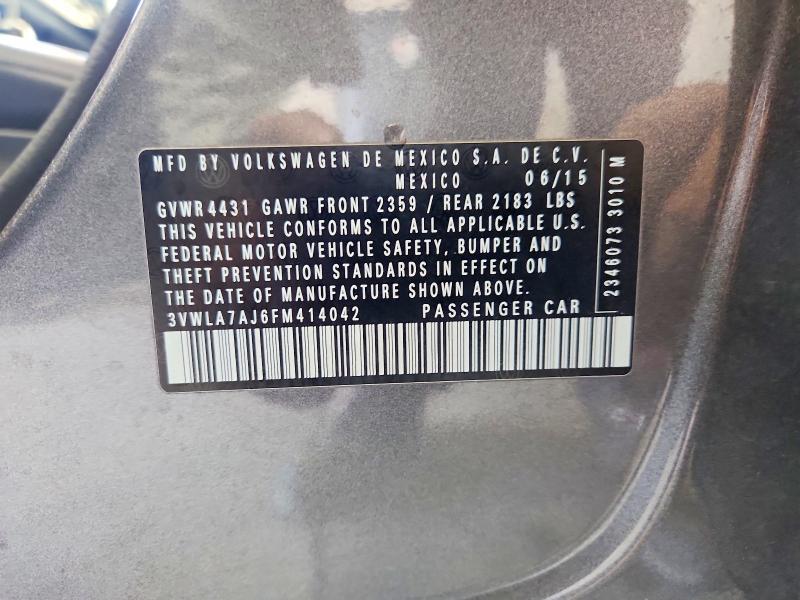 Продаж на аукціоні авто 2015 Volkswagen Jetta, vin: 3VWLA7AJ6FM414042, номер лоту: 60585556