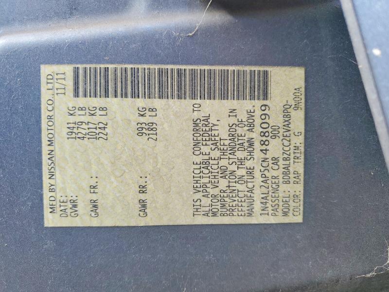 Aukcja sprzedaży 2012 Nissan Altima, vin: 1N4AL2AP5CN488099, numer aukcji: 60982006