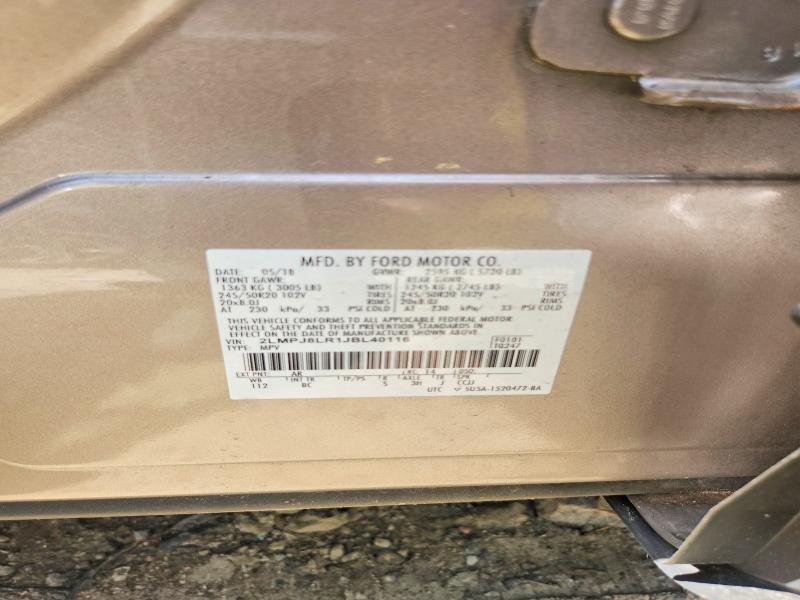 59858326 :رقم المزاد ، 2LMPJ8LR1JBL40116 vin ، 2018 Lincoln Mkx مزاد بيع