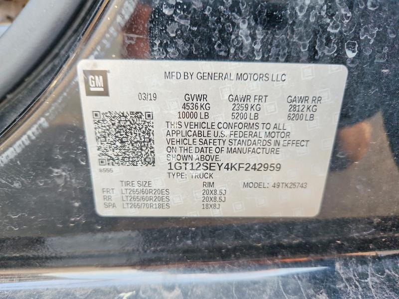 Продажа на аукционе авто 2019 Gmc Sierra, vin: 1GT12SEY4KF242959, номер лота: 61397926