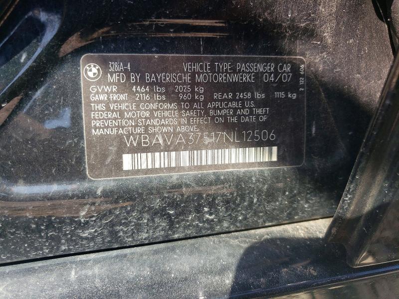 Продажа на аукционе авто 2007 Bmw 328, vin: WBAVA37517NL12506, номер лота: 61291186