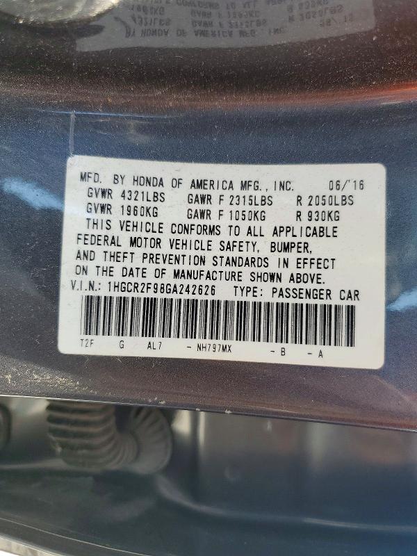 Продажа на аукционе авто 2016 Honda Accord, vin: 1HGCR2F98GA242626, номер лота: 79133185