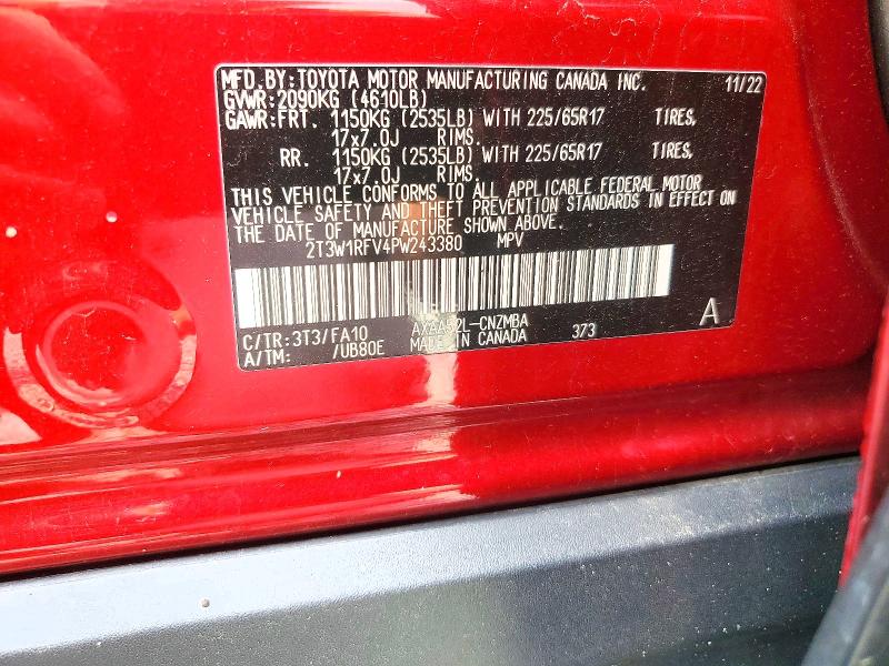 Продаж на аукціоні авто 2023 Toyota Rav4, vin: 2T3W1RFV4PW243380, номер лоту: 62792826