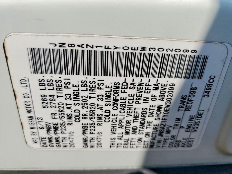 Продажа на аукционе авто 2014 Nissan Murano, vin: JN8AZ1FY0EW302099, номер лота: 62478946