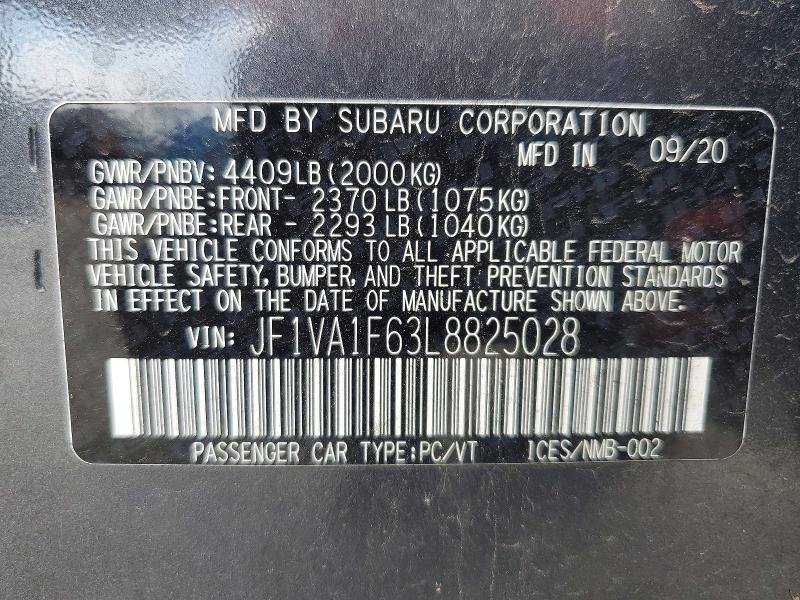 Продажа на аукционе авто 2020 Subaru Wrx, vin: JF1VA1F63L8825028, номер лота: 61902386