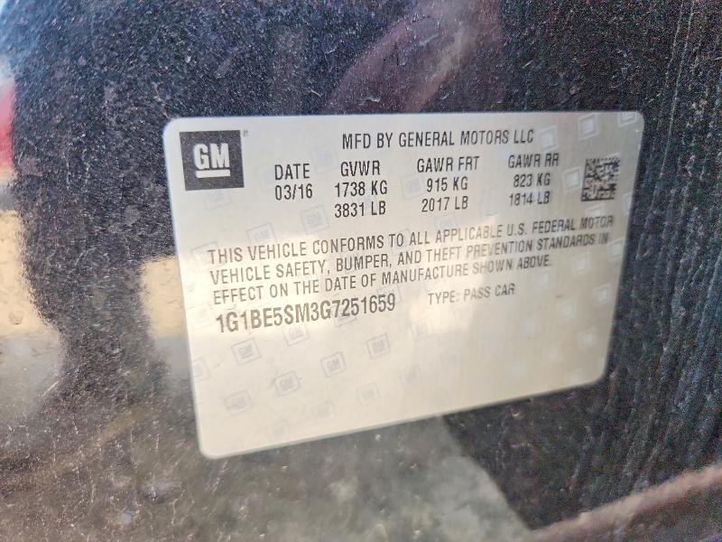 2016 Chevrolet Cruze მანქანა იყიდება აუქციონზე, vin: 1G1BE5SM3G7251659, აუქციონის ნომერი: 85457645