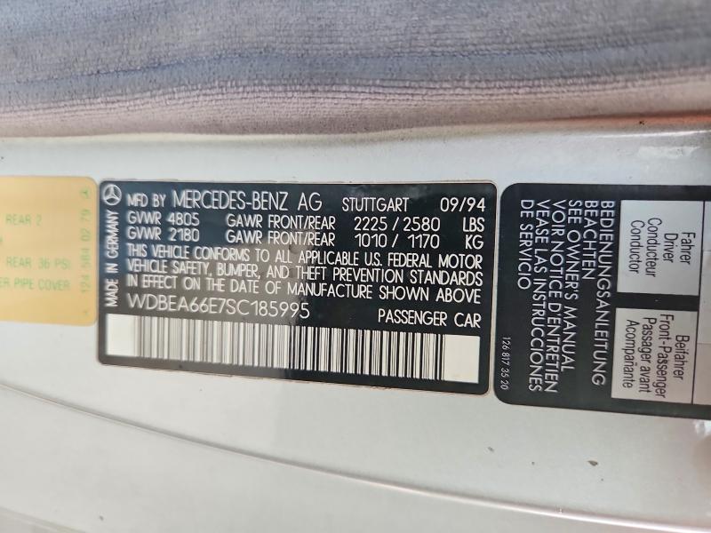 Продаж на аукціоні авто 1995 Mercedes-benz E, vin: WDBEA66E7SC185995, номер лоту: 60863306