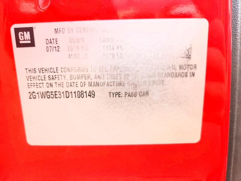 2013 Chevrolet Impala მანქანა იყიდება აუქციონზე, vin: 2G1WG5E31D1108149, აუქციონის ნომერი: 85987835