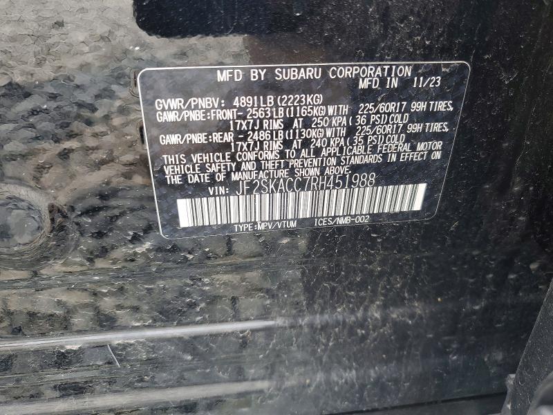 Aukcja sprzedaży 2024 Subaru Forester, vin: JF2SKACC7RH451988, numer aukcji: 62933966