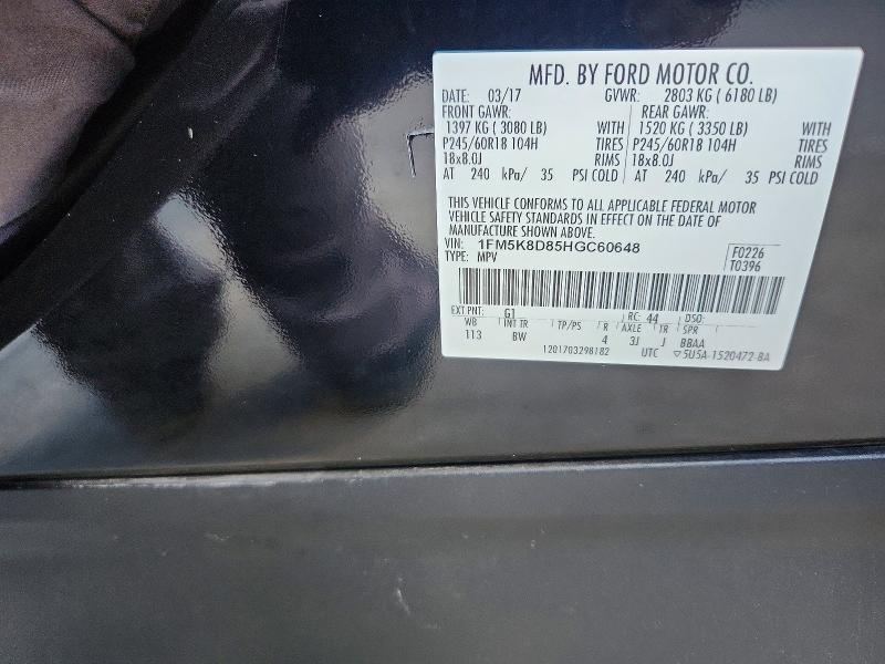 Aukcja sprzedaży 2017 Ford Explorer, vin: 1FM5K8D85HGC60648, numer aukcji: 61229226