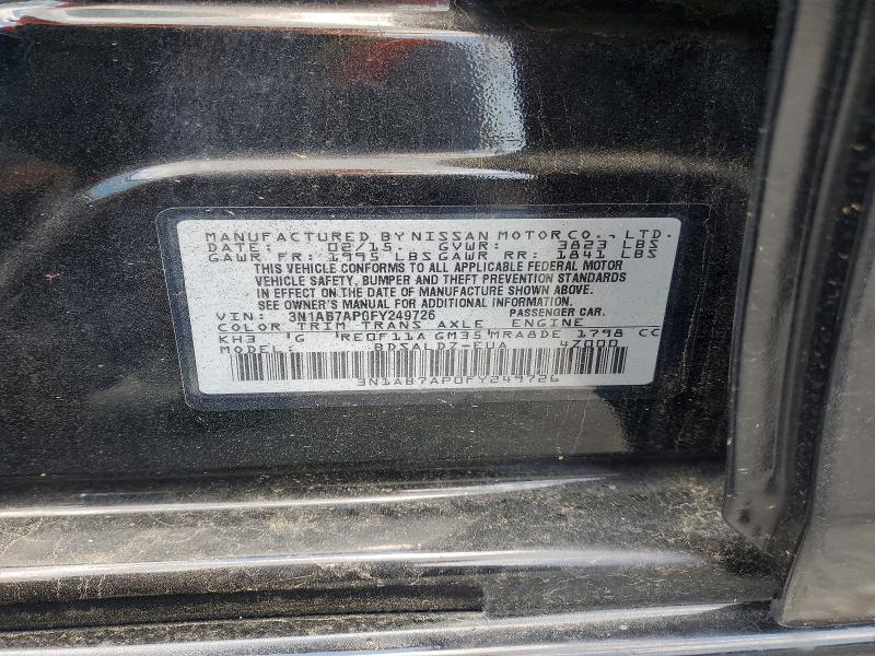 Aukcja sprzedaży 2015 Nissan Sentra, vin: 3N1AB7AP0FY249726, numer aukcji: 59349636