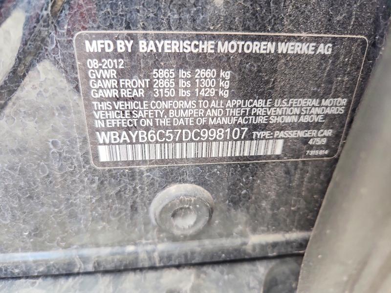 Aukcja sprzedaży 2013 Bmw 750, vin: WBAYB6C57DC998107, numer aukcji: 59899746