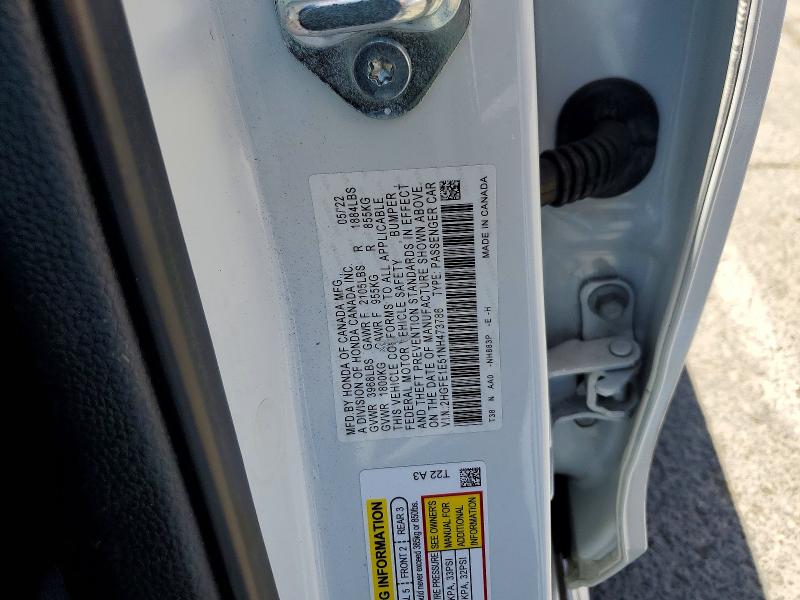 Aukcja sprzedaży 2022 Honda Civic, vin: 2HGFE1E51NH473786, numer aukcji: 60833236