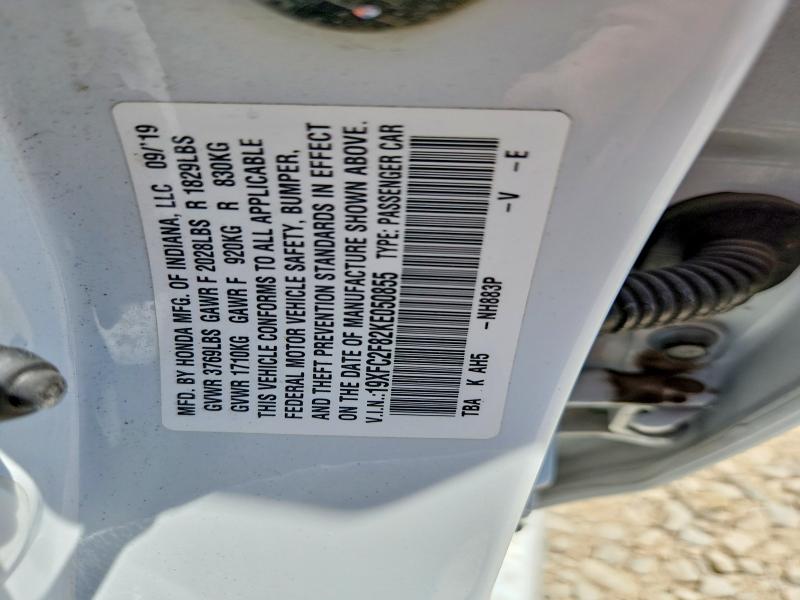 Продаж на аукціоні авто 2019 Honda Civic, vin: 19XFC2F82KE050855, номер лоту: 59920966
