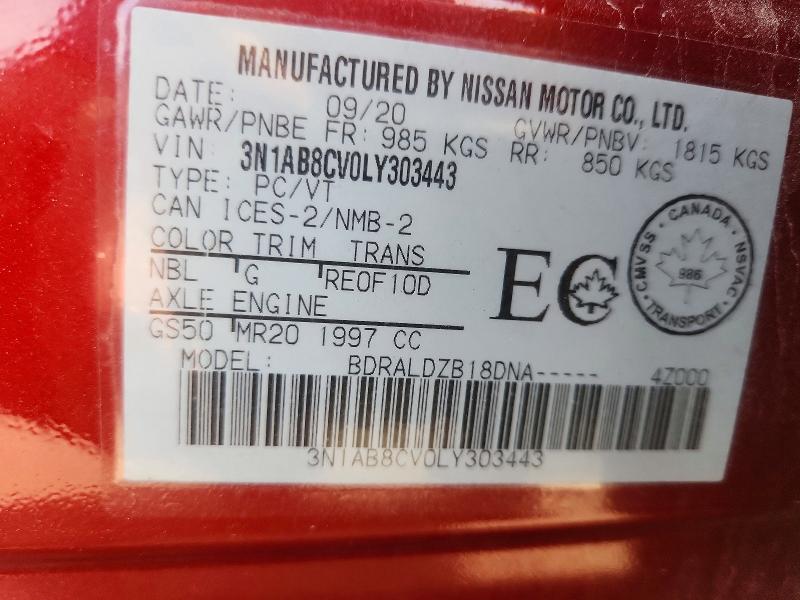 Продажа на аукционе авто 2020 Nissan Sentra, vin: 3N1AB8CV0LY303443, номер лота: 59695016