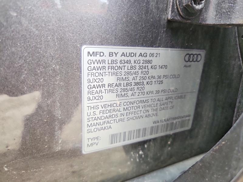Aukcja sprzedaży 2021 Audi Q7, vin: WA1LXAF75MD041946, numer aukcji: 60080976