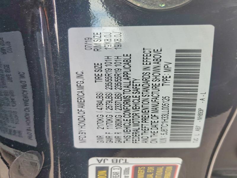 Aukcja sprzedaży 2020 Acura Rdx, vin: 5J8TC1H33LL005125, numer aukcji: 59907226