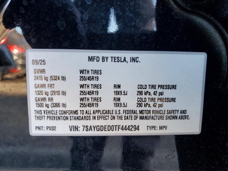 2026 Tesla Model Y მანქანა იყიდება აუქციონზე, vin: 7SAYGDED0TF444294, აუქციონის ნომერი: 59893706