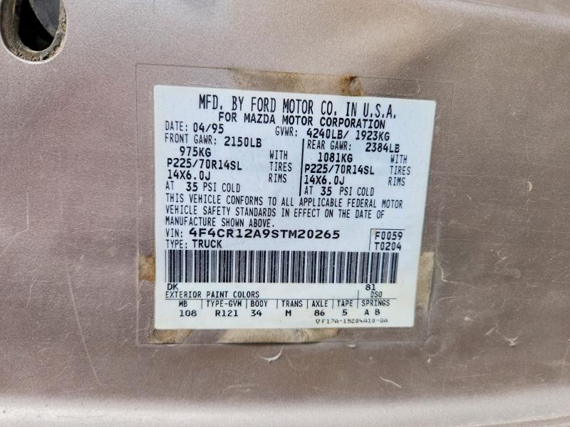 62076016 :رقم المزاد ، 4F4CR12A9STM20265 vin ، 1995 Mazda B2300 مزاد بيع
