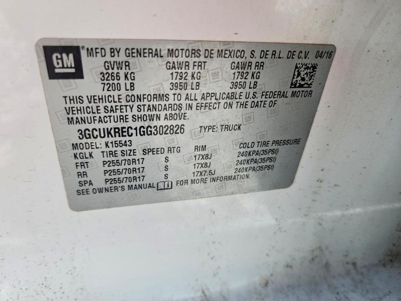 Продажа на аукционе авто 2016 Chevrolet Silverado, vin: 3GCUKREC1GG302826, номер лота: 59982096