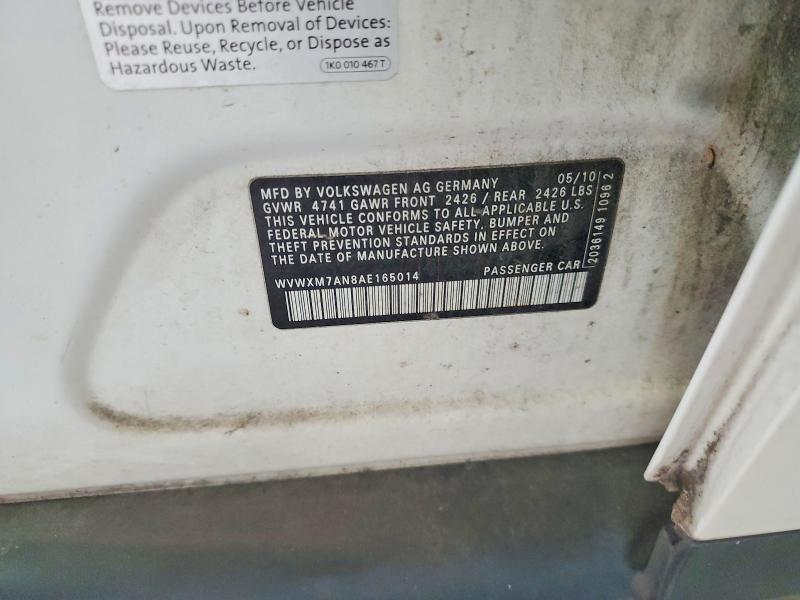 58786296 :رقم المزاد ، WVWXM7AN8AE165014 vin ، 2010 Volkswagen Passat مزاد بيع