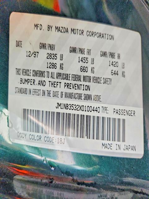 60308906 :رقم المزاد ، JM1NB3532X0100440 vin ، 1999 Mazda Mx-5 Miata مزاد بيع