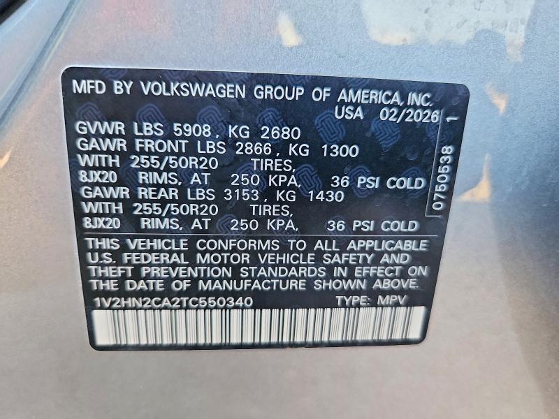 Aukcja sprzedaży 2026 Volkswagen Atlas, vin: 1V2HN2CA2TC550340, numer aukcji: 60134486