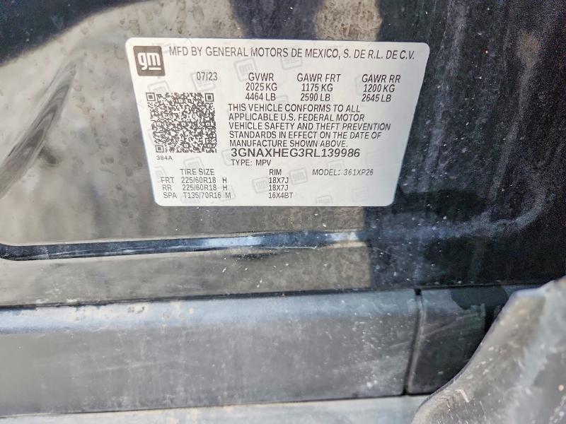 Продажа на аукционе авто 2024 Chevrolet Equinox, vin: 3GNAXHEG3RL139986, номер лота: 60645946