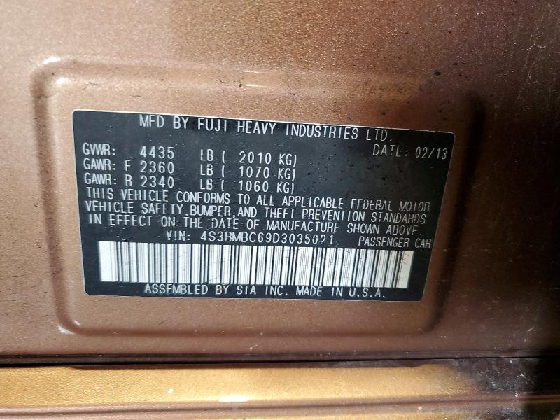2013 Subaru Legacy მანქანა იყიდება აუქციონზე, vin: 4S3BMBC69D3035021, აუქციონის ნომერი: 61883026