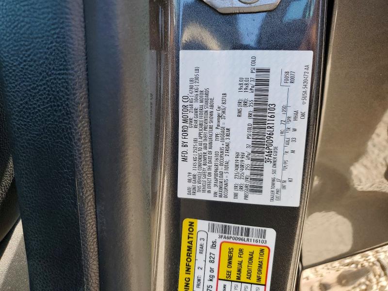Aukcja sprzedaży 2020 Ford Fusion, vin: 3FA6P0D96LR116103, numer aukcji: 62663736