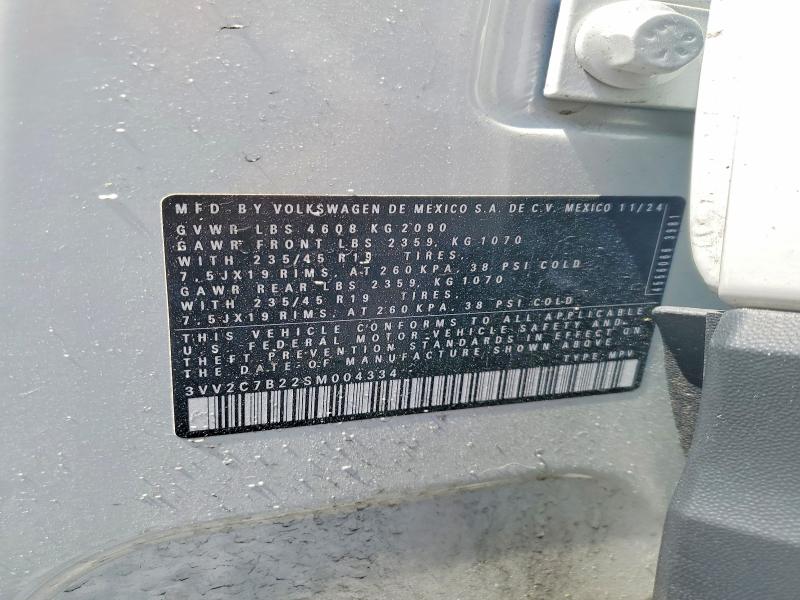 56194866 :رقم المزاد ، 3VV2C7B22SM004334 vin ، 2025 Volkswagen Taos مزاد بيع
