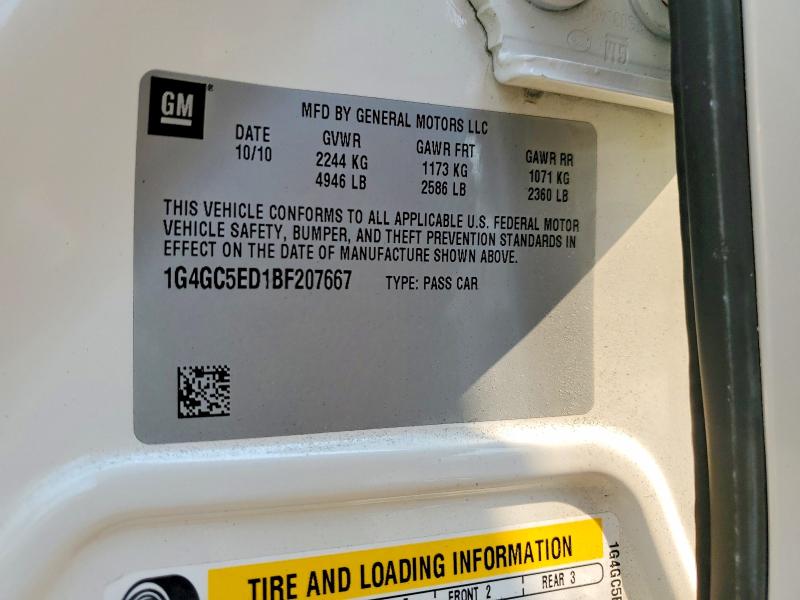 Продаж на аукціоні авто 2011 Buick Lacrosse, vin: 1G4GC5ED1BF207667, номер лоту: 61149176