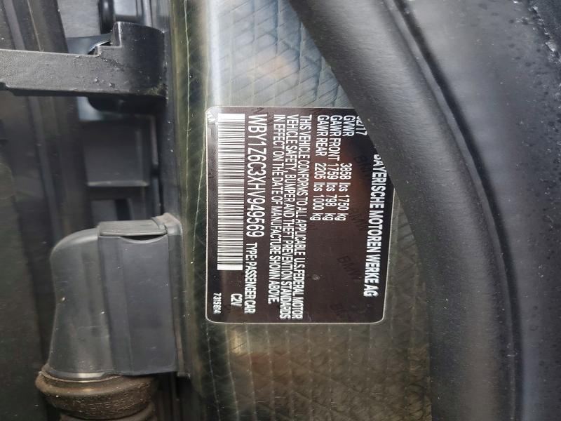2017 Bmw I3 მანქანა იყიდება აუქციონზე, vin: WBY1Z6C3XHV949569, აუქციონის ნომერი: 61362956
