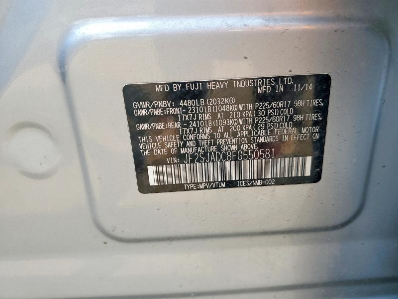 Продажа на аукционе авто 2015 Subaru Forester, vin: JF2SJADC8FG550581, номер лота: 60502766