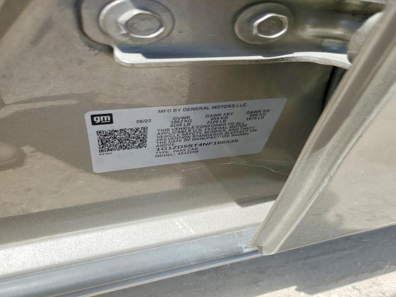 Aukcja sprzedaży 2022 Chevrolet Malibu, vin: 1G1ZD5ST4NF166535, numer aukcji: 62347136