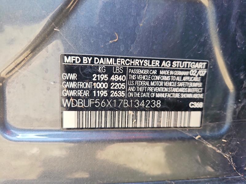 Aukcja sprzedaży 2007 Mercedes-benz E, vin: WDBUF56X17B134238, numer aukcji: 63430536