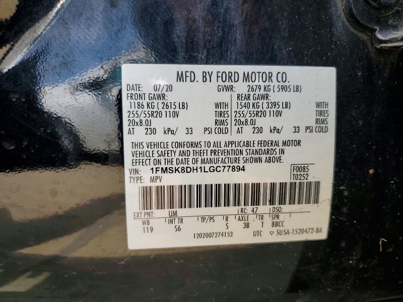 Продаж на аукціоні авто 2020 Ford Explorer, vin: 1FMSK8DH1LGC77894, номер лоту: 61027926