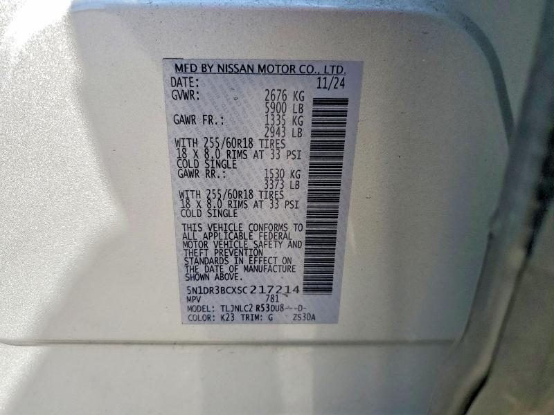 Продаж на аукціоні авто 2025 Nissan Pathfinder, vin: 5N1DR3BCXSC217214, номер лоту: 62164536