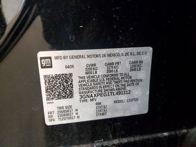 60628346 :رقم المزاد ، 3GNAXPEG1TL491112 vin ، 2026 Chevrolet Equinox مزاد بيع
