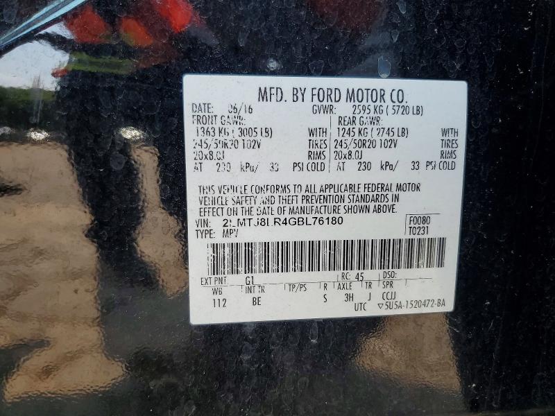 Продаж на аукціоні авто 2016 Lincoln Mkx, vin: 2LMTJ8LR4GBL76180, номер лоту: 62395906