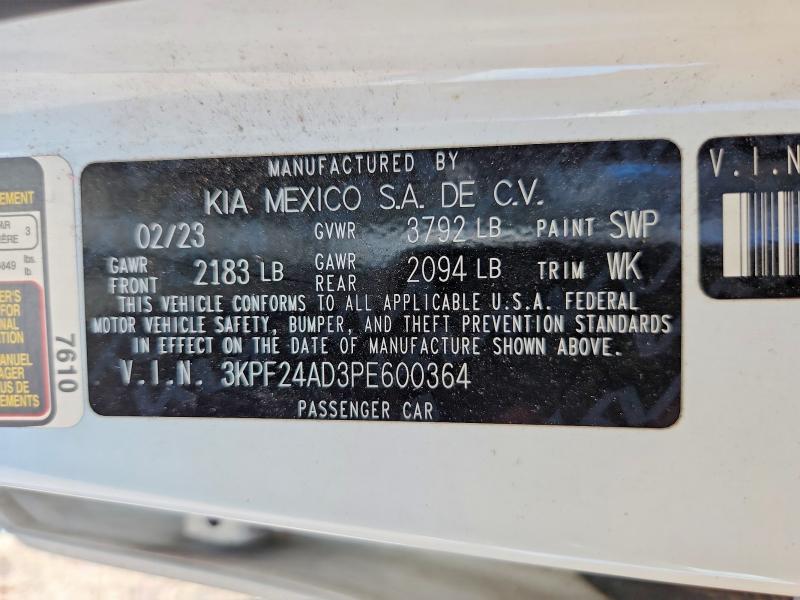 61877256 :رقم المزاد ، 3KPF24AD3PE600364 vin ، 2023 Kia Forte مزاد بيع