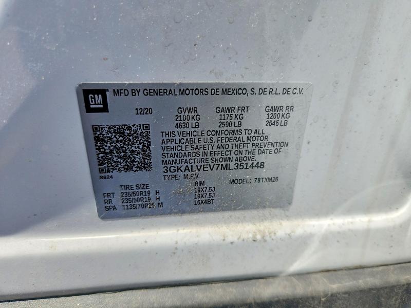 Aukcja sprzedaży 2021 Gmc Terrain, vin: 3GKALVEV7ML351448, numer aukcji: 62030686