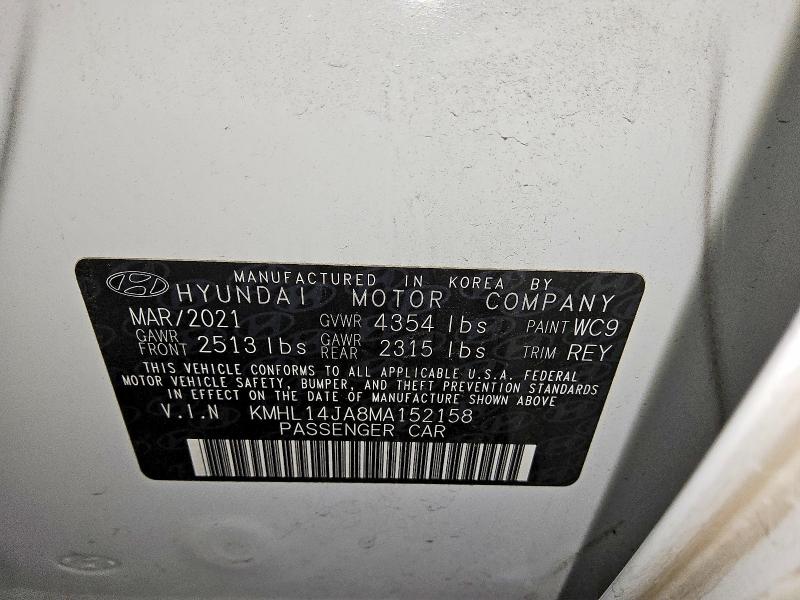 60366446 :رقم المزاد ، KMHL14JA8MA152158 vin ، 2021 Hyundai Sonata مزاد بيع