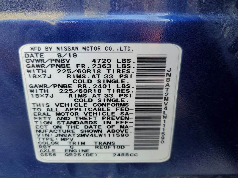 Продаж на аукціоні авто 2020 Nissan Rogue, vin: JN8AT2MV4LW111590, номер лоту: 61119526