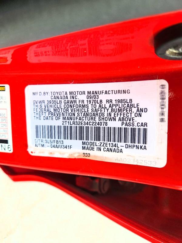 Aukcja sprzedaży 2004 Toyota Matrix, vin: 2T1LR32E34C224078, numer aukcji: 60004216